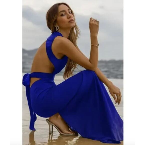RAMY BROOK Dress NEW Size 8 Milan Gown Open Back Cobalt Blue $595 - Picture 1 of 6